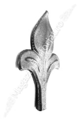 52.140.01 Frunza - Varf model CRIN turnata din OTEL cu H.130mm x L.80mm si baza 12x12mm