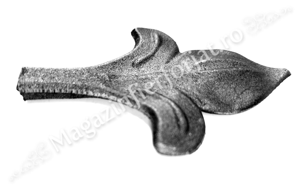 52.140.01 Frunza - Varf model CRIN turnata din OTEL cu H.130mm x L.80mm si baza 12x12mm