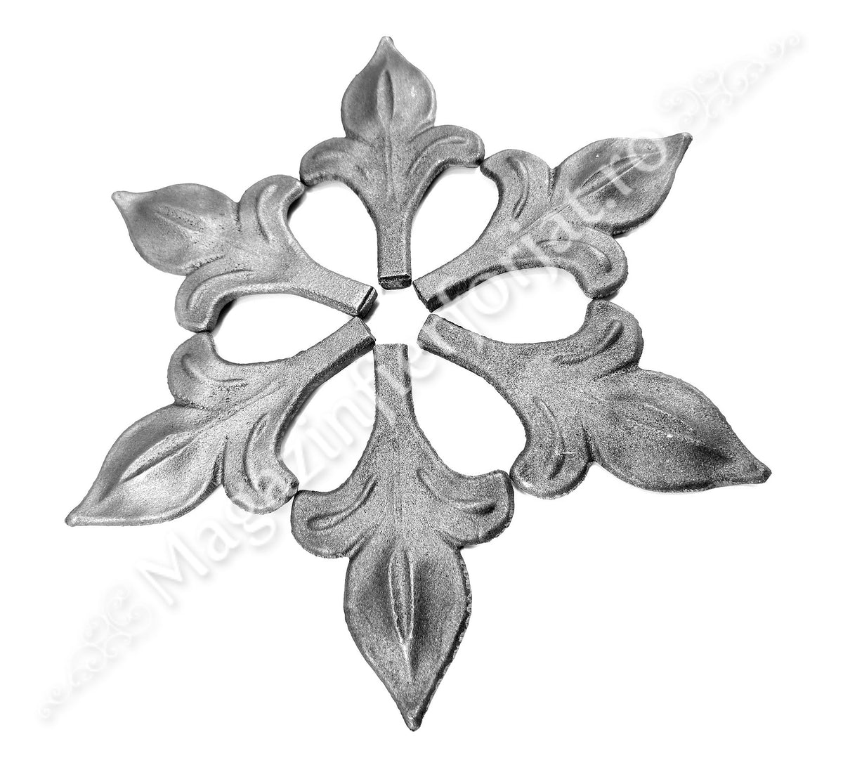 52.140.01 Frunza - Varf model CRIN turnata din OTEL cu H.130mm x L.80mm si baza 12x12mm