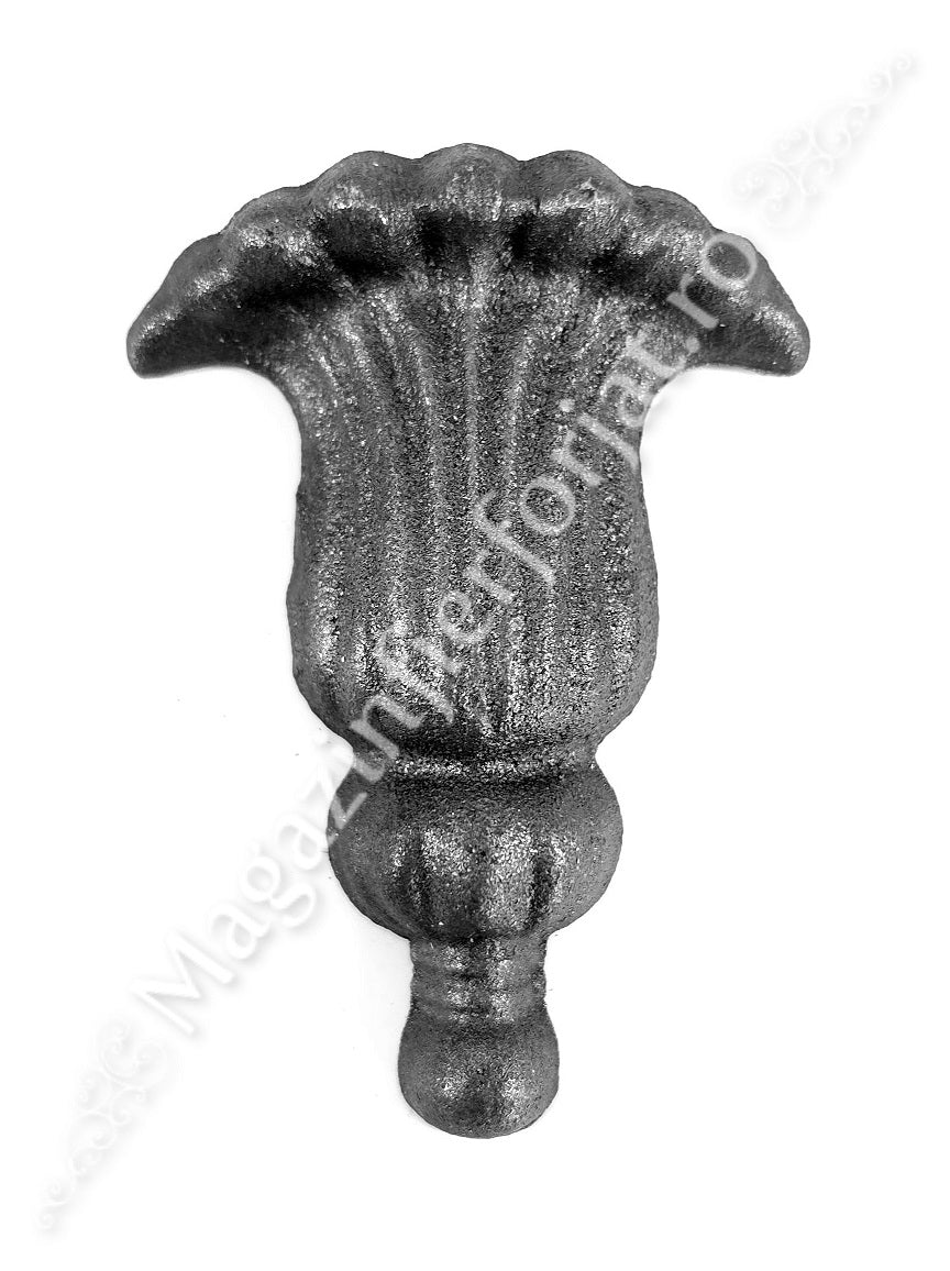52.141 Floare model CLOPOTEL turnata din OTEL cu H.95mm x L.65mm si grosime 4mm