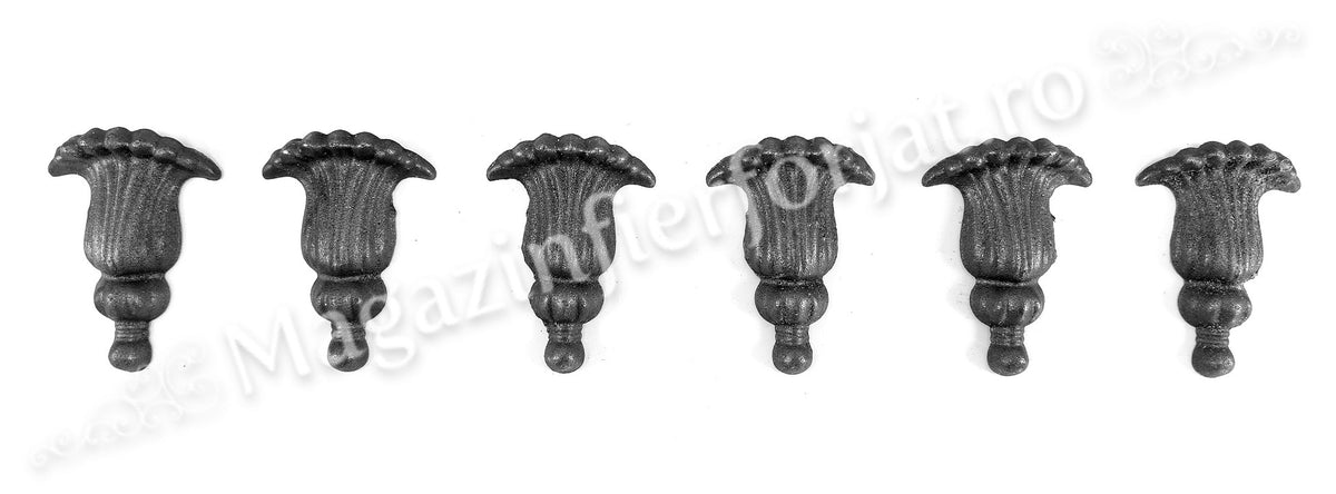 52.141 Floare model CLOPOTEL turnata din OTEL cu H.95mm x L.65mm si grosime 4mm
