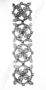 55.053 Medalion ROZETA cu trandafiri si frunze 210x210mm turnat din aliaj fier-fonta sudabil