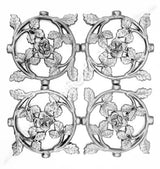 55.053 Medalion ROZETA cu trandafiri si frunze 210x210mm turnat din aliaj fier-fonta sudabil