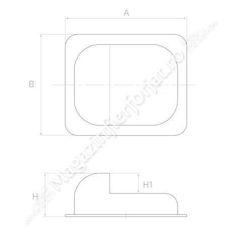 60.091 Opritor de poarta ingropat, zincat galben, H.45mm cu gauri de prindere in pardoseala