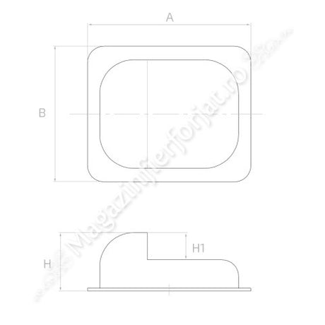 60.091 Opritor de poarta ingropat, zincat galben, H.45mm cu gauri de prindere in pardoseala