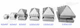 62.104 Capac PIRAMIDAL INALT - SUDAT PARTIAL cu 6 dimensiuni: 40x40mm / 60x60mm / 80x80mm / 100x100mm / 120x120mm / 150x150mm pentru stalpii de Gard sau Porti