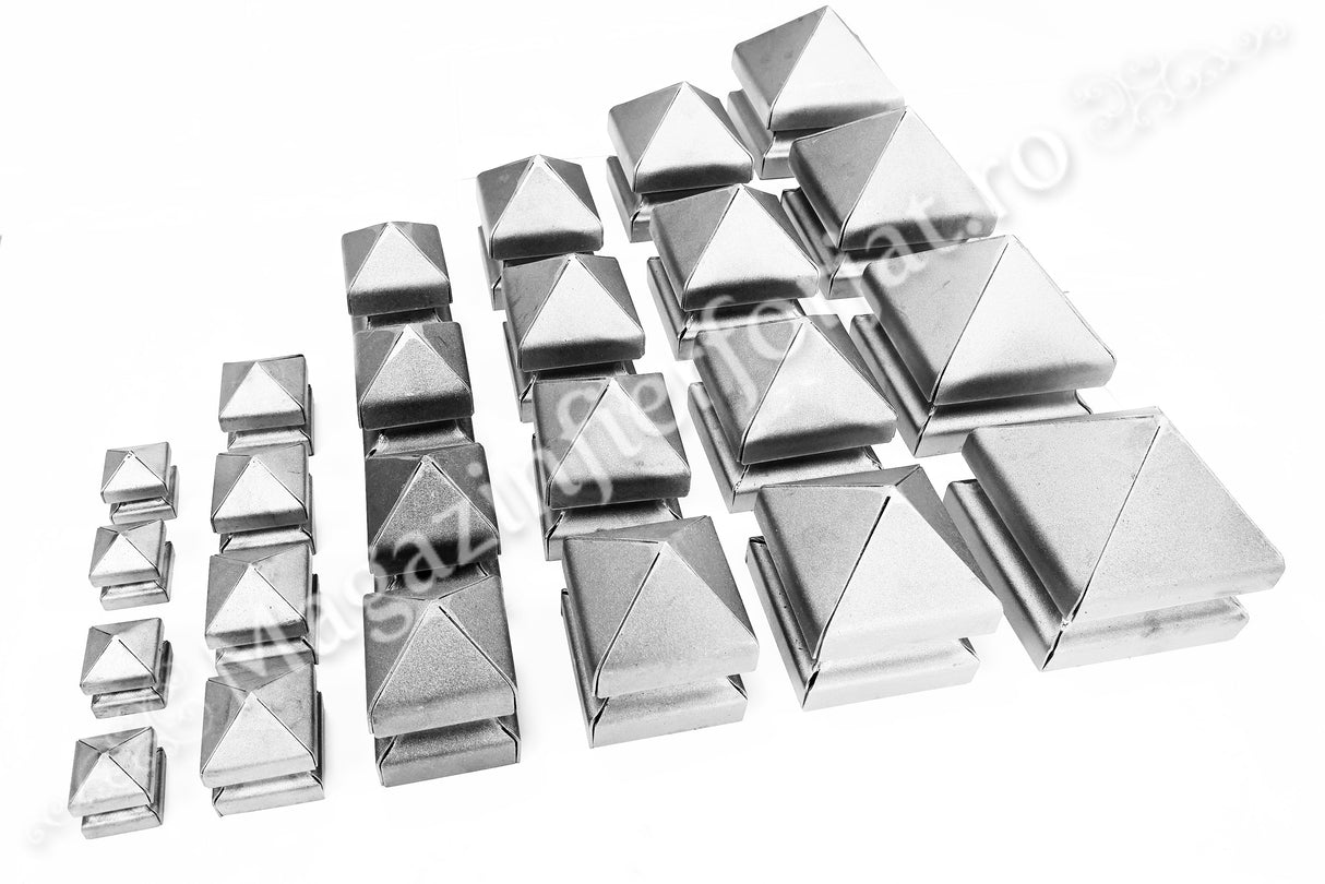 62.104 Capac PIRAMIDAL INALT - SUDAT PARTIAL cu 6 dimensiuni: 40x40mm / 60x60mm / 80x80mm / 100x100mm / 120x120mm / 150x150mm pentru stalpii de Gard sau Porti