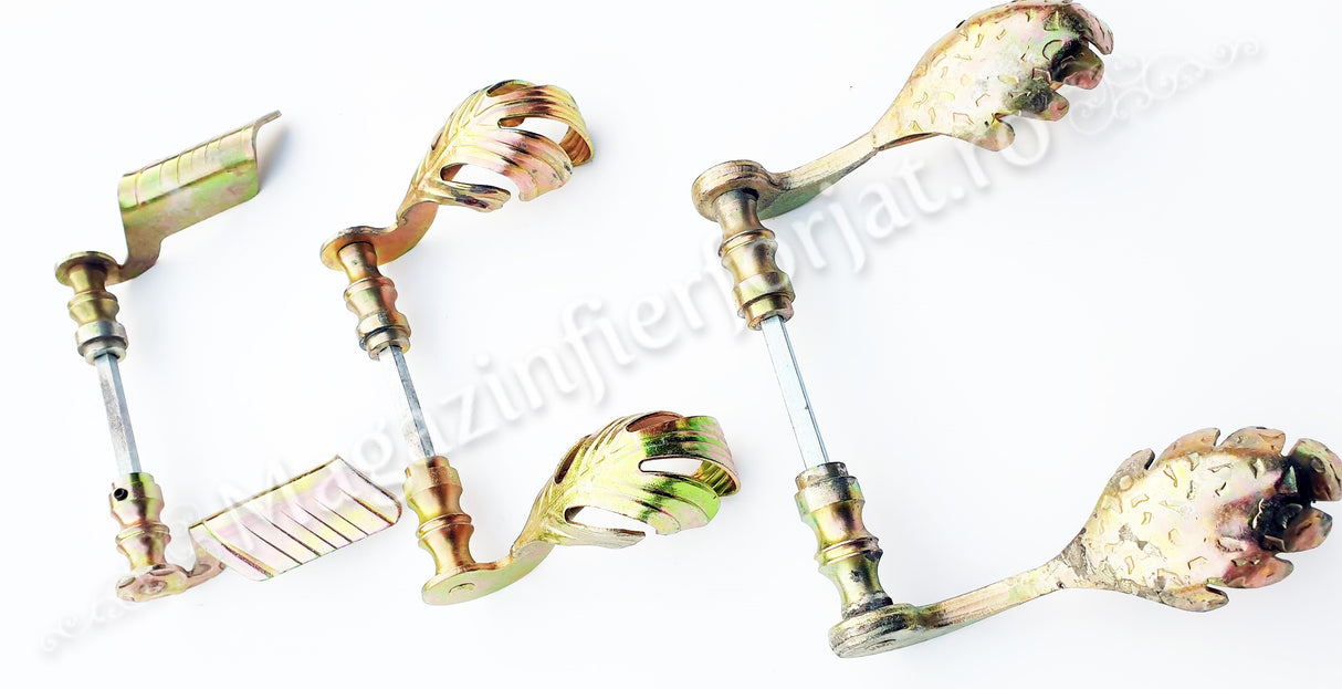 63.006 Set manere din fier forjat Zincate GALBEN 140x75mm pentru porti sau usi pietonale 