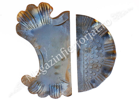 63.101 Placa de mascare pentru poarta 275x130mm din tabla forjata de 3mm in forma de Semicerc