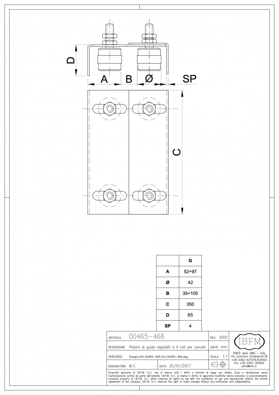 KIT poarta culisanta AUTOPORTANTA 2180/8 IBFM ITALIA, 1.000KG greutatea maxima a portii si o deschidere de maxim 12ML