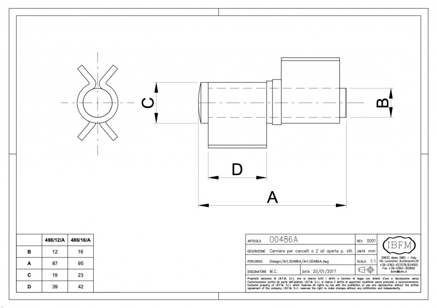 Balama sudabila pentru PORTI GRELE cu Aripi deschise si Bolt detasabil disponibila in 2 dimensiuni D.12mm / D.16mm IBFM Italia