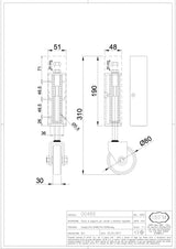 Roata Telescopica IBFM cu amortizor, H.310mm, reglabila 30mm, D.80mm pentru porti sau usi metalice de pana la 170Kg