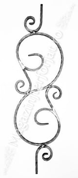 UNV70.37.2 Balustru in forma de "S" cu 4 C-uri cu H.900mm x L.260mm din 12x12mm amprentat