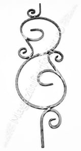 UNV70.37.2 Balustru in forma de "S" cu 4 C-uri cu H.900mm x L.260mm din 12x12mm amprentat