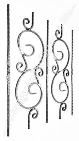 UNV70.37.2 Balustru in forma de "S" cu 4 C-uri cu H.900mm x L.260mm din 12x12mm amprentat