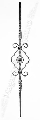 UNV70.64 Balustru din fier forjat model "OMEGA CU FLORI+SPIC" H.900mm L.155mm