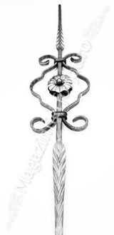 UNV70.64 Balustru din fier forjat model "OMEGA CU FLORI+SPIC" H.900mm L.155mm