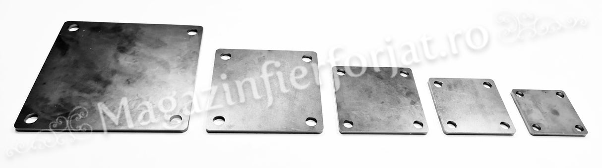 UNV94.15 Placa montaj cu grosimea de 6mm in 5 marimi: 80mm / 100mm / 120mm / 150mm / 200mm cu 4 gauri D.10,5mm / D.12,5mm / D14,5mm