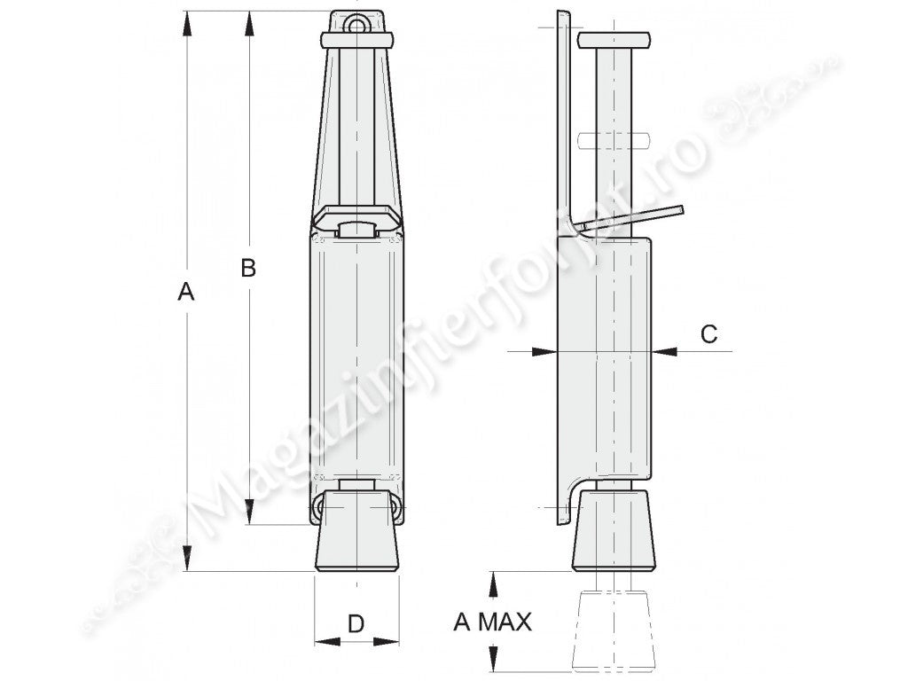 Opritor FAC de poarta batanta sau usa pietonala de 40Kg, cu pedala de dezarmare H.165mm 