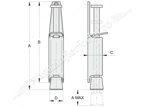 Opritor FAC de poarta batanta sau usa pietonala de 40Kg, cu pedala de dezarmare H.165mm 