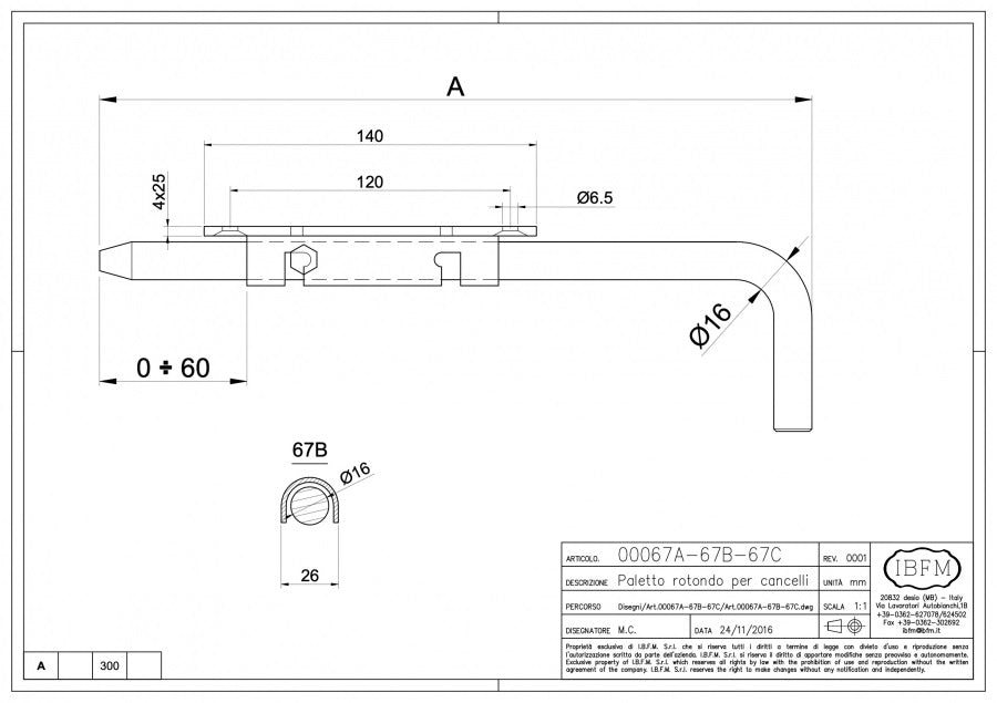 Zavor zincat sudabil vertical cu H.300mm D.16mm de la IBFM Italia