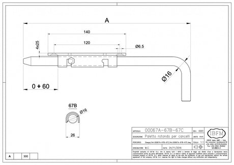 Zavor zincat sudabil vertical cu H.300mm D.16mm de la IBFM Italia