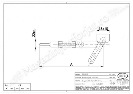 Zavor ASCUNS zincat sudabil cu H.350mm, IBFM Italia