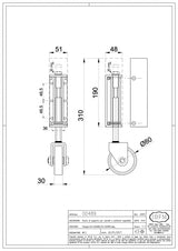 Roata Telescopica IBFM cu amortizor, H.310mm, reglabila 30mm, D.80mm pentru porti sau usi metalice de pana la 170Kg