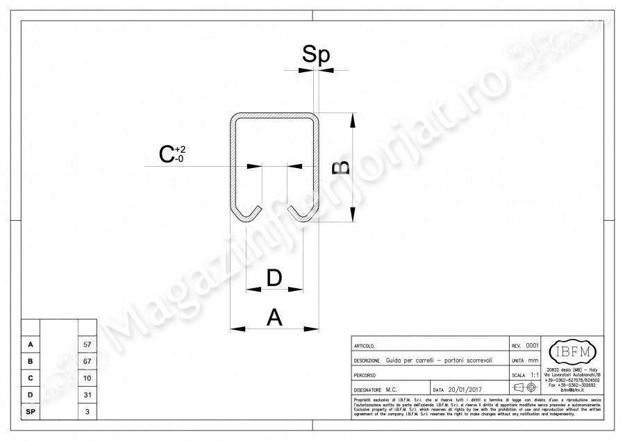 KIT poarta culisanta AUTOPORTANTA 2160/8 IBFM ITALIA, 300KG greutatea maxima a portii si o deschidere de maxim 4ML