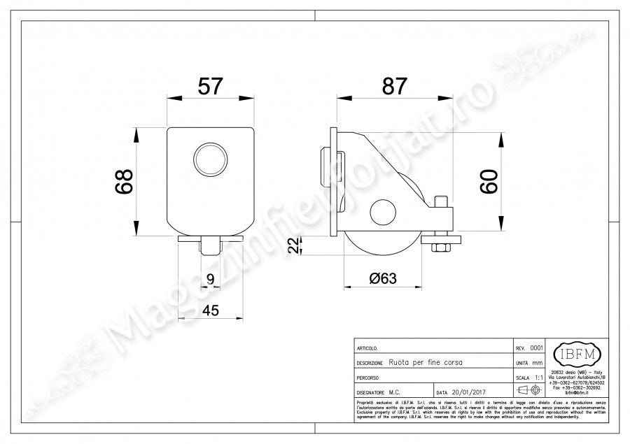 KIT poarta culisanta AUTOPORTANTA 2160/8 IBFM ITALIA, 300KG greutatea maxima a portii si o deschidere de maxim 4ML