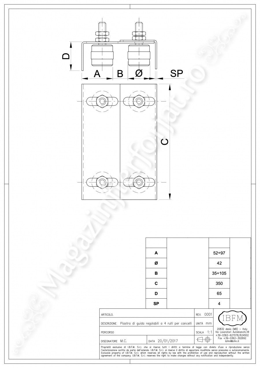 KIT poarta culisanta AUTOPORTANTA 2160/8 IBFM ITALIA, 300KG greutatea maxima a portii si o deschidere de maxim 4ML