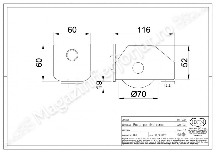 KIT poarta culisanta AUTOPORTANTA 2170/8 IBFM ITALIA, 600KG greutatea maxima a portii si o deschidere de maxim 8ML