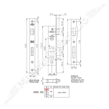 Broasca Kale de Exterior incastrabila in profil de min. 40mm, Interax 85mm, fara butuc