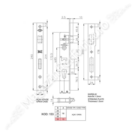 Broasca Kale de Exterior incastrabila in profil de min. 60mm, Interax 85mm, fara butuc