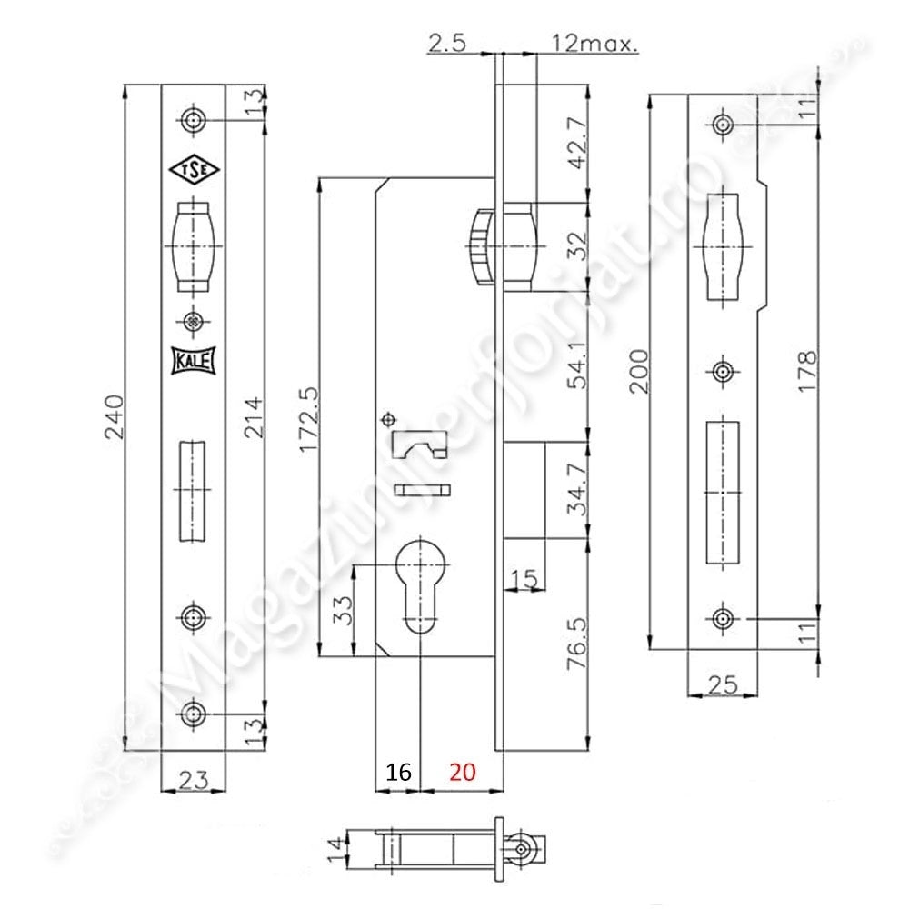 Broasca Kale de Exterior cu BILA incastrabila in profil de min. 40mm, fara butuc