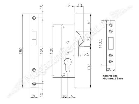 Broasca Kale de Exterior pentru poarta CULISANTA incastrabila in profil de min. 40mm, fara butuc