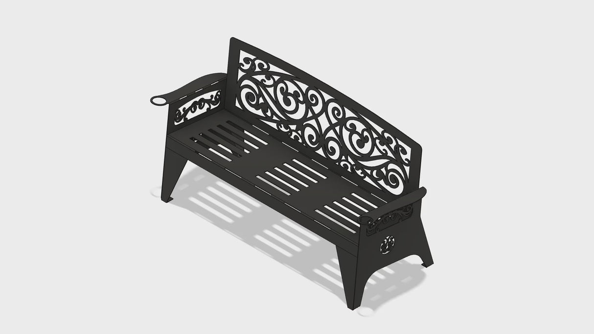 UNV94.18 BANCA de gradina cu lungimea șezutului de 1450mm din tabla debitata laser de 4mm sau 3mm NEVOPSITA