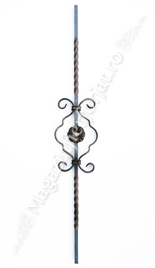 UNV70.6 Balustru din fier forjat model "OMEGA CU FLORI" H.900mm L.155mm