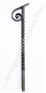 UNV71.2 Stalp de balustrada cu H.1200mm din fier PLIN 30x30mm rasucit pe o portiune de 700mm